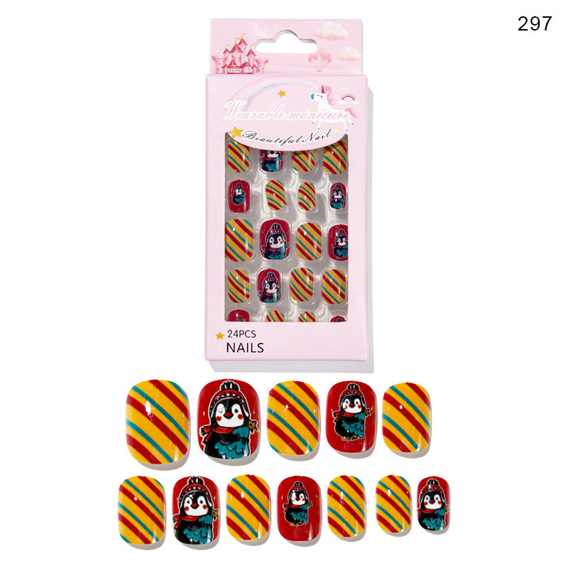 Christmas Kids Nail Stickers 24 Pieces Wearable Nail Art for Children