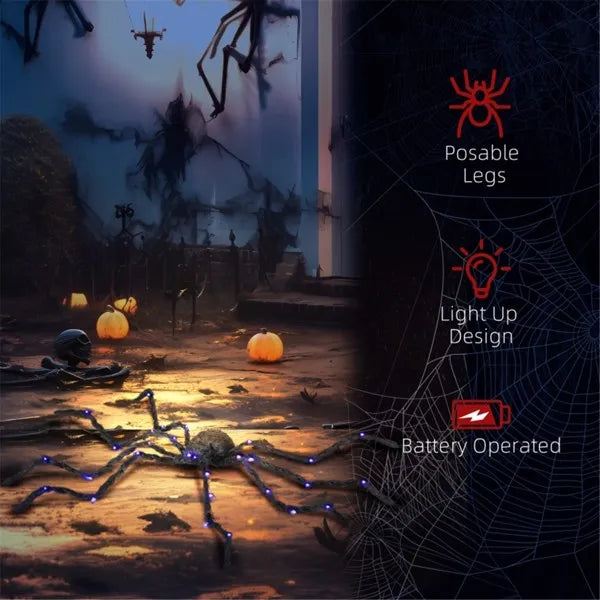 Light-Up Halloween Spider Decoration - Purple Glowing Legs