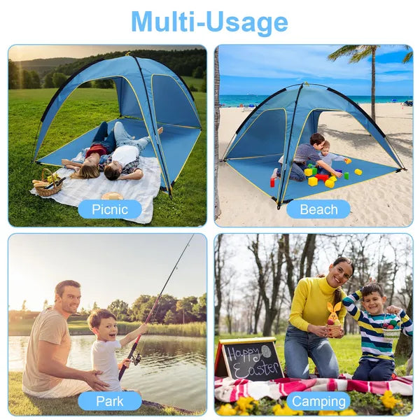 Beach Tent Sun Shelter with UV Protection - 6.9x6.9ft Canopy Tent for 4-6 Adults