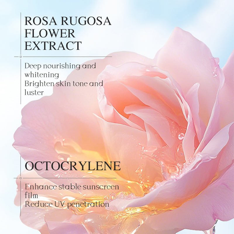 Rose Whitening Moisturizing Sunscreen for Face SPF 50+ - Hydrating & Brightening