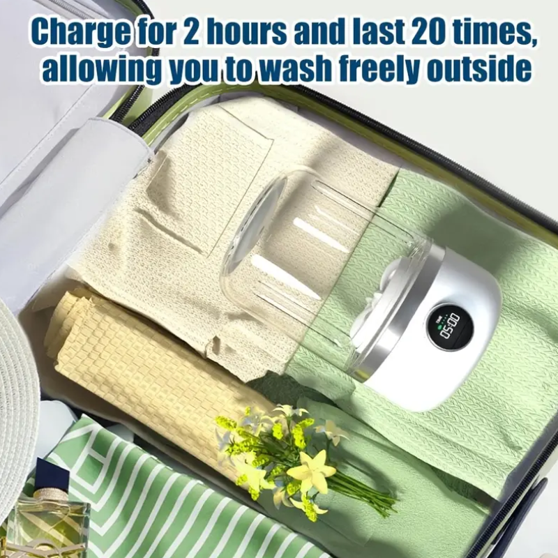 Portable Mini Washer 1.2L - USB Rechargeable Cordless Laundry for Travel & Home