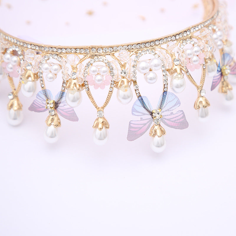 Butterfly Crown Hair Clip for Girls – Princess Headdress with Crystals