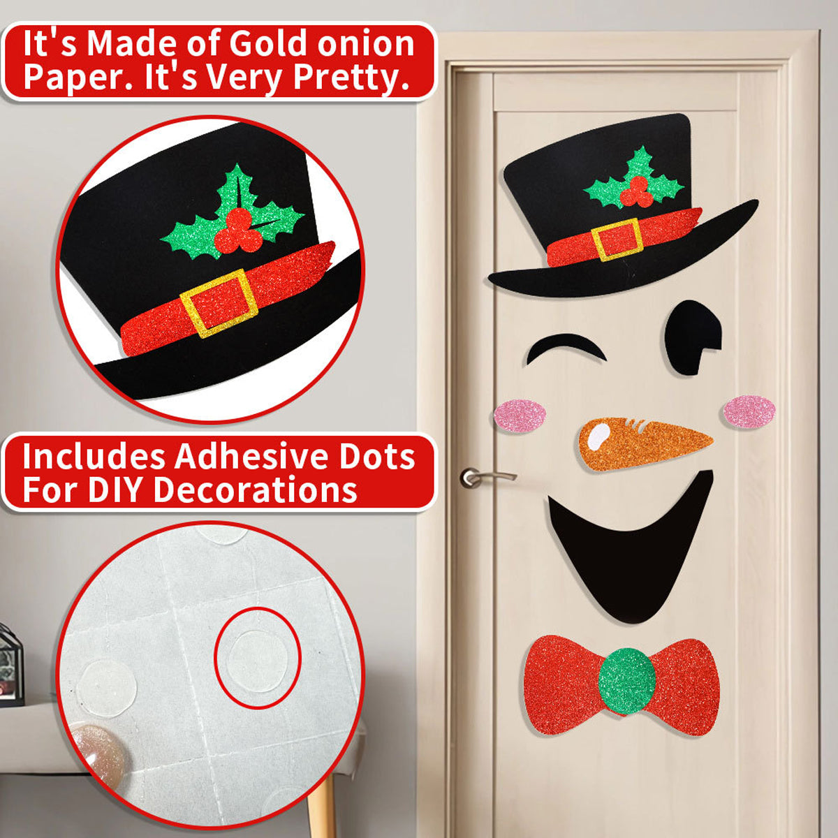 Christmas Door Stickers - Santa Claus & Snowman, 2 Packs