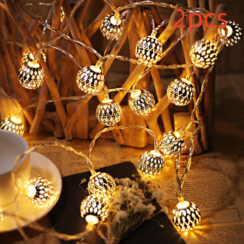 Moroccan Spherical Wrought Iron Decorative String Lights - Warm White, 2m-12m Options