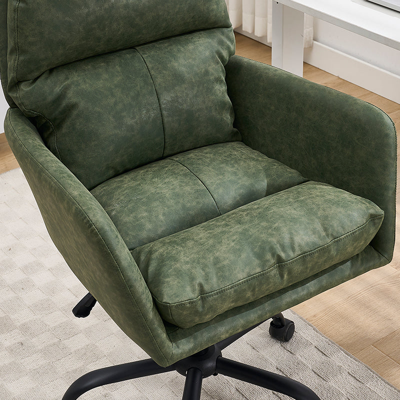 Adjustable Green PU Leather Office Chair with Black Base