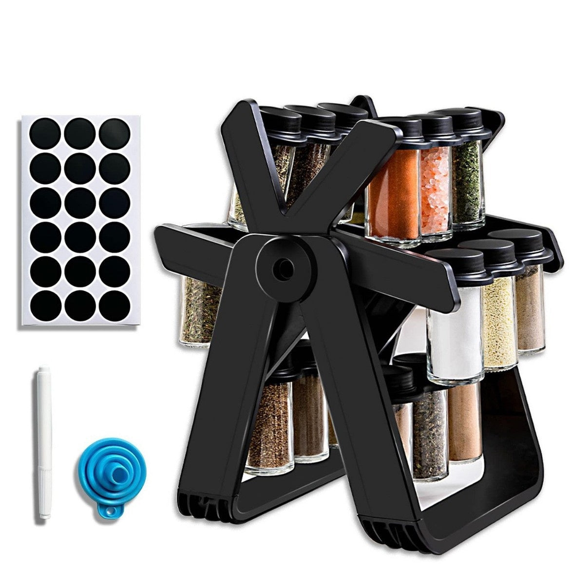 Rotating Kitchen Storage Rack Ferris Wheel Seasoning Organizer No Punching