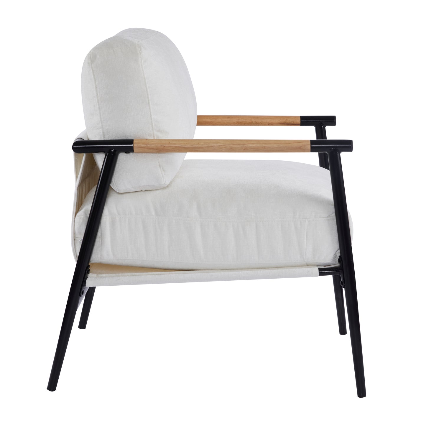 27.56 Modern Accent Chair With Plush Cushions, Minimalist Metal