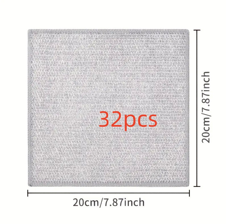 Double-Sided Kitchen Oilproof Cleaning Scouring Pad - Microfiber, 20x20cm, Multi-Pack