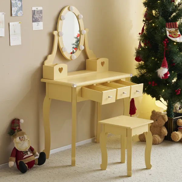 Kids Vanity Set with Mirror and Lights - Macaroon Orange