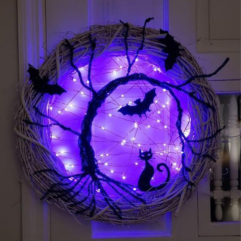 Luminous Entrance Corridor Cross Decoration - Simulation Wreath 37cm