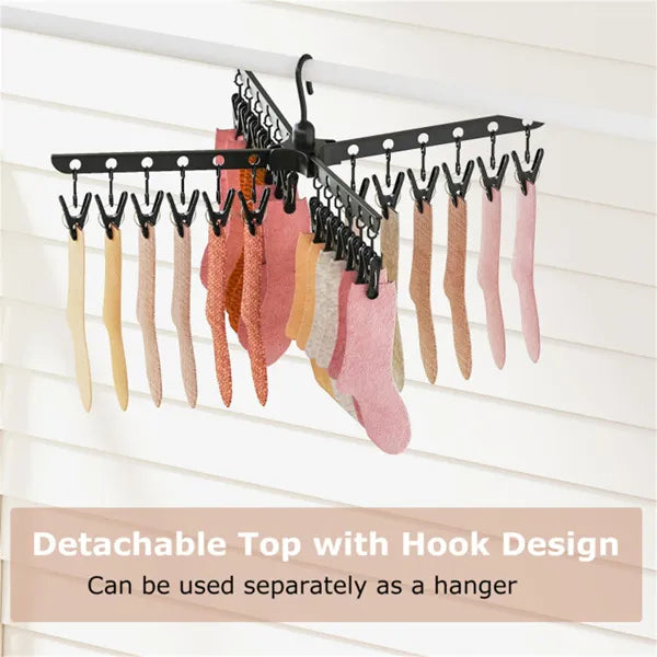 Foldable 3-Tier Clothes Drying Rack with 24 Clips & 32 Rods - Space Saving Laundry Dryer