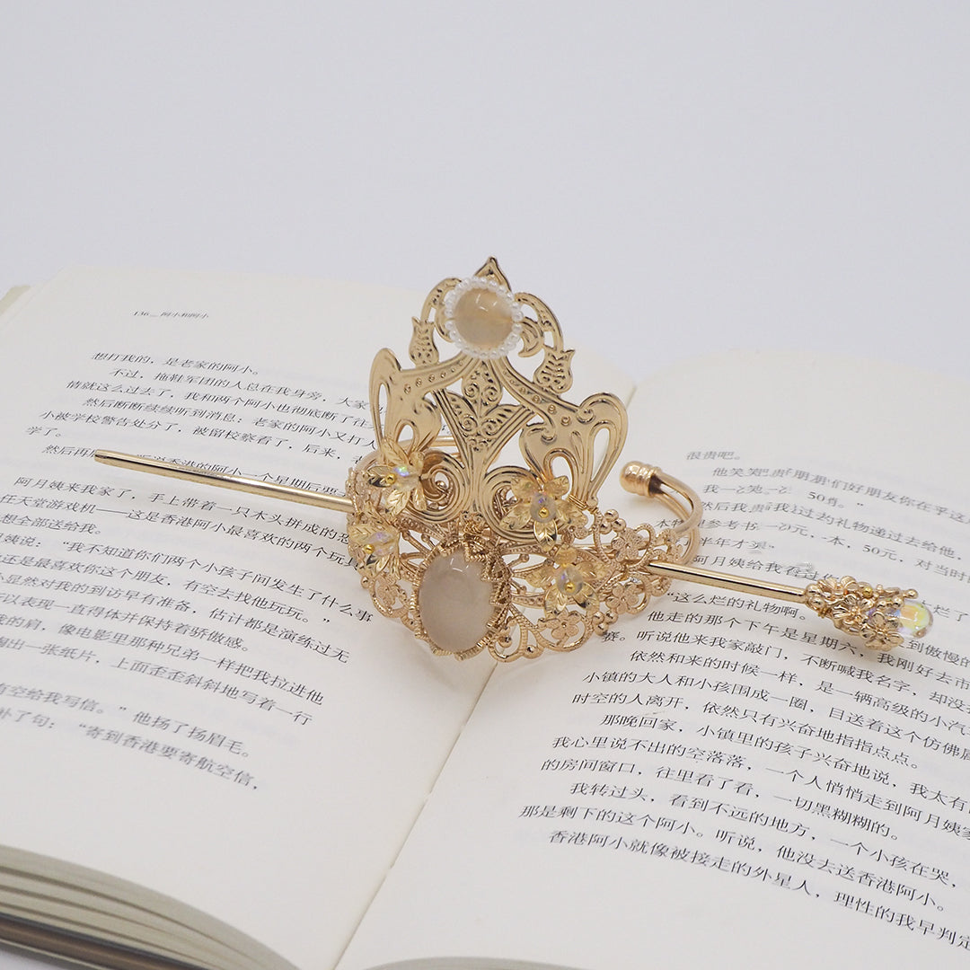 Ancient Style Hair Crown Headdress with Hairpin - Hanfu