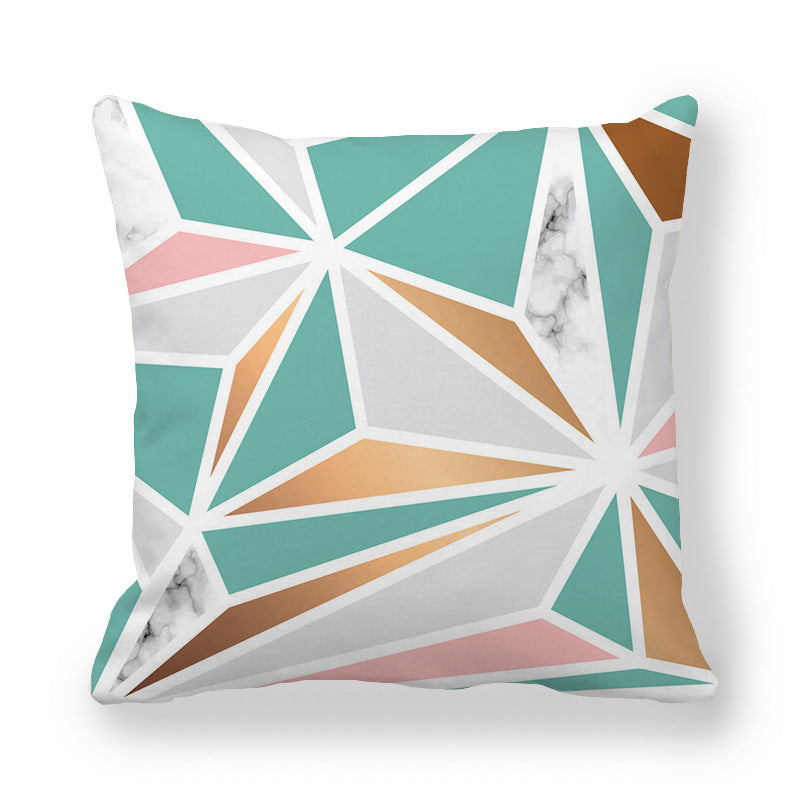 Geometric Pattern Pillow Cover Peach Skin Fabric Decorative Cushion Cover