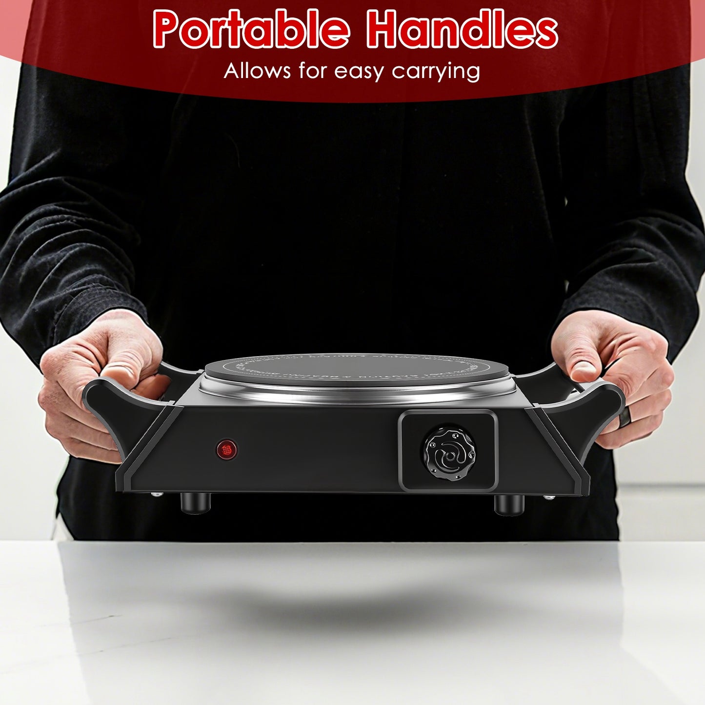 Portable Electric Single Burner Hot Plate with Adjustable Temperature - Compact RV Stove