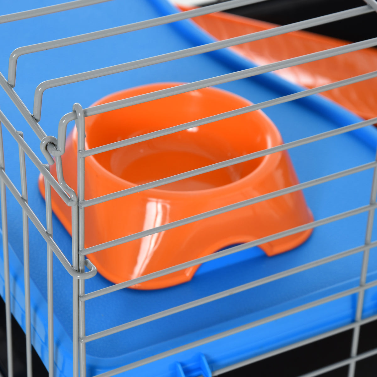 Small Animal Cage with Food Dish Water Bottle and Ramp - Black, 35 Inches