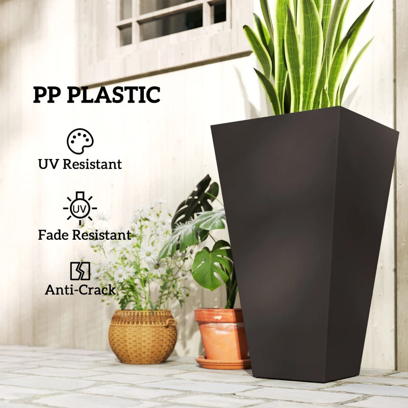28ft Tall Square Plastic Garden Planters Set of 3 Brown Anti-Crack Fade-Resistant