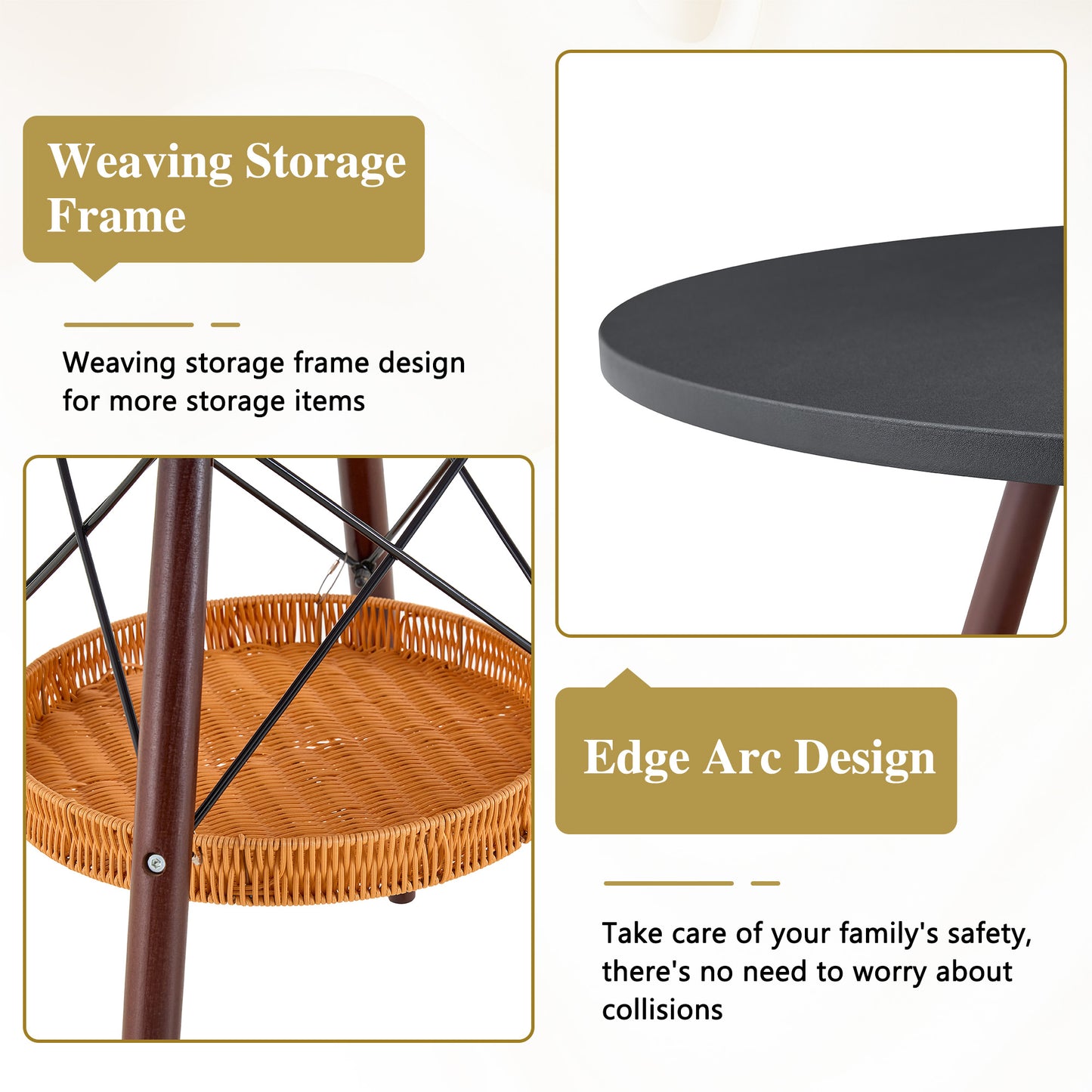 31.5-inch Diameter Circular Dining Table, Black MDF Vacuum Formed