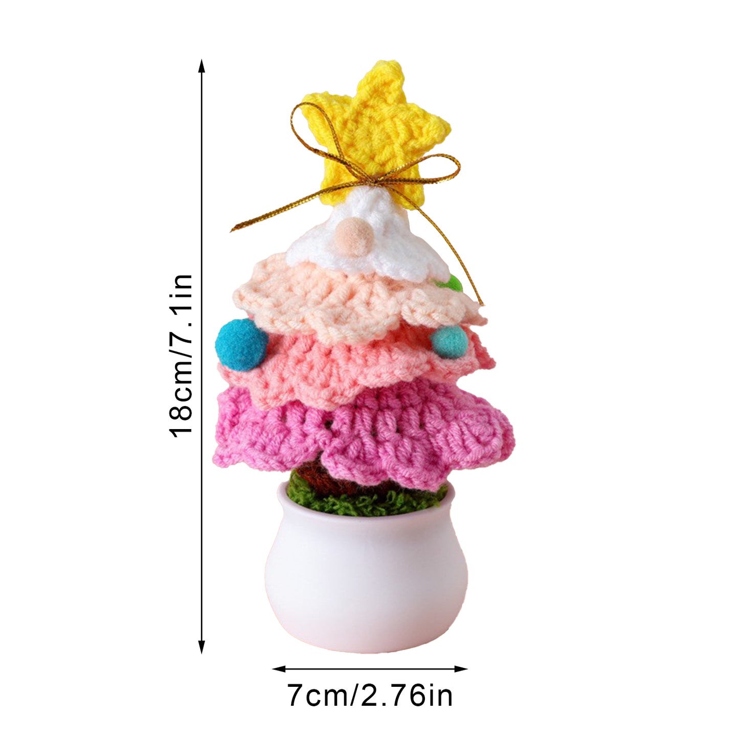 Crochet Christmas Tree Ornament - Handcrafted Mini Bonsai Decor