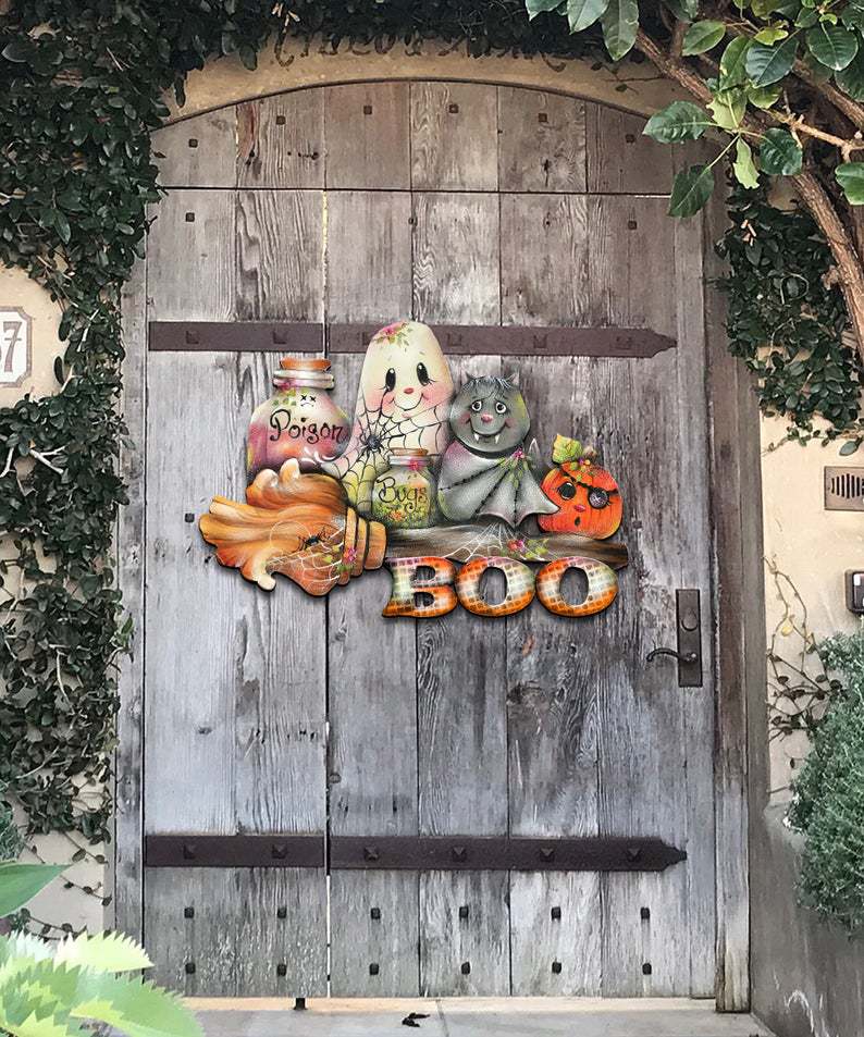 Halloween Ghost Cat Pumpkin Wall Decoration - Autumn Door Wreath