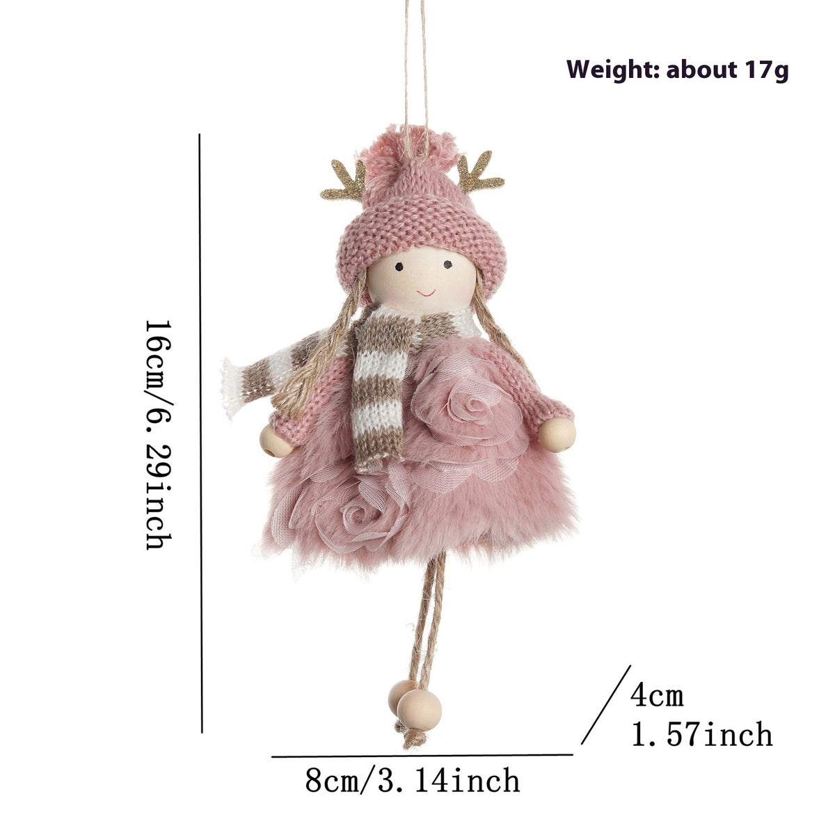 Christmas Wind Antler Doll Decoration Set - Girls' Holiday Ornaments
