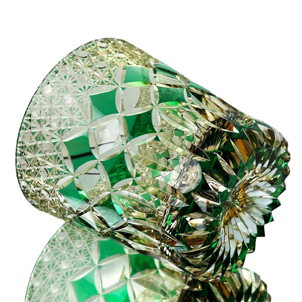 Green Fluorite Glass Cup - Multilayer Crystal Drinkware for Home & Kitchen