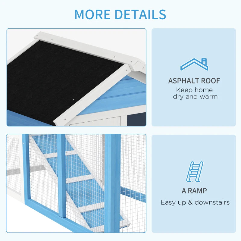 Wooden Rabbit Hutch Outdoor Kennel with Waterproof Asphalt Roof and Removable Tray