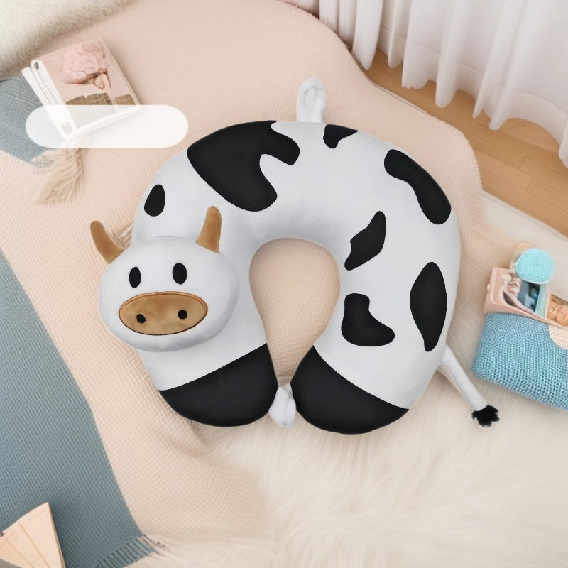 Cute Animal U Shaped Travel Neck Pillow - Plush Support Cushion for Car, Airplane & Office Nap