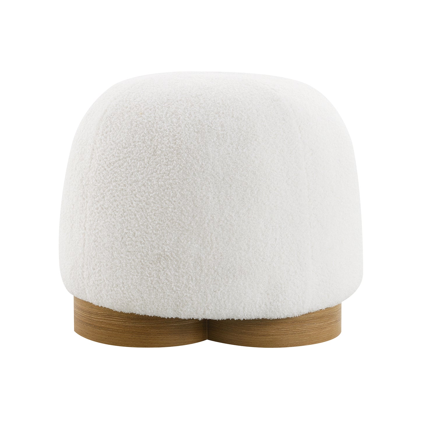 Fully Assembled Round Soft Teddy Fabric Upholstered Ottoman,