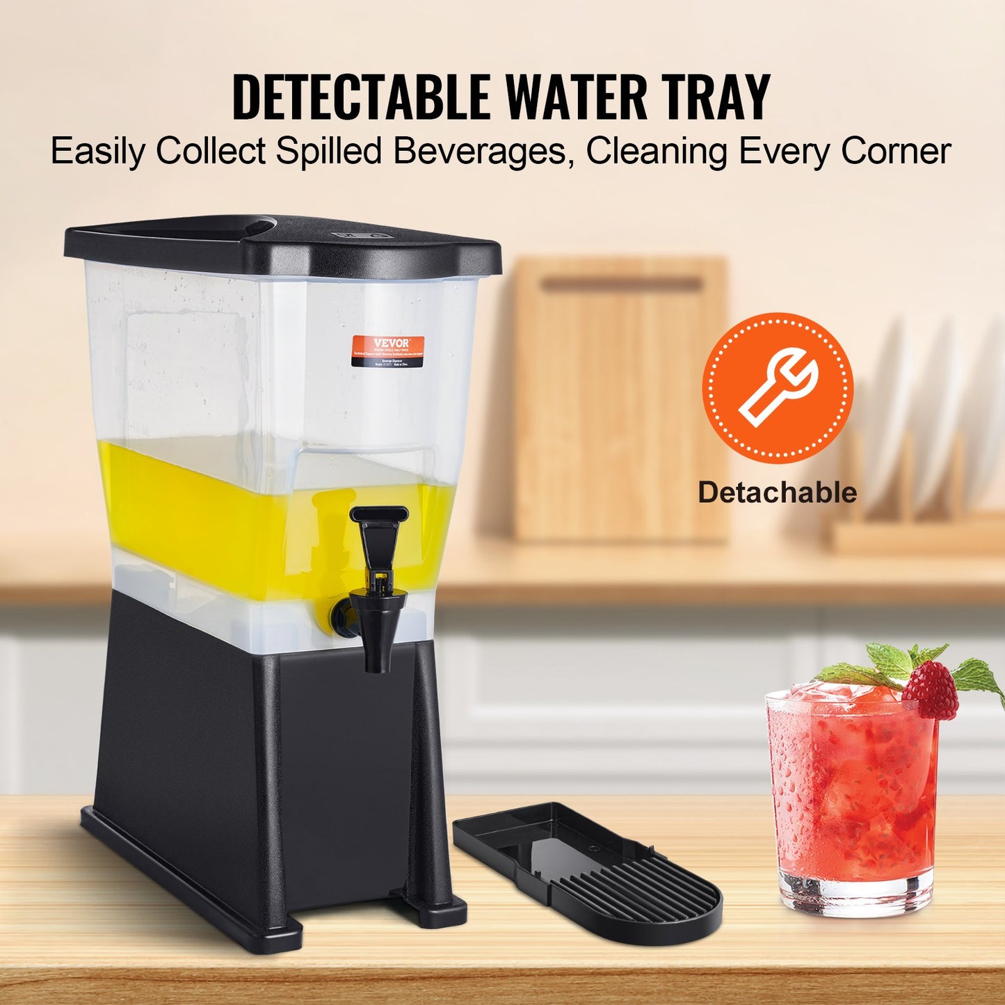 3 Gallon Beverage Dispenser with Stand and Spigot - Black