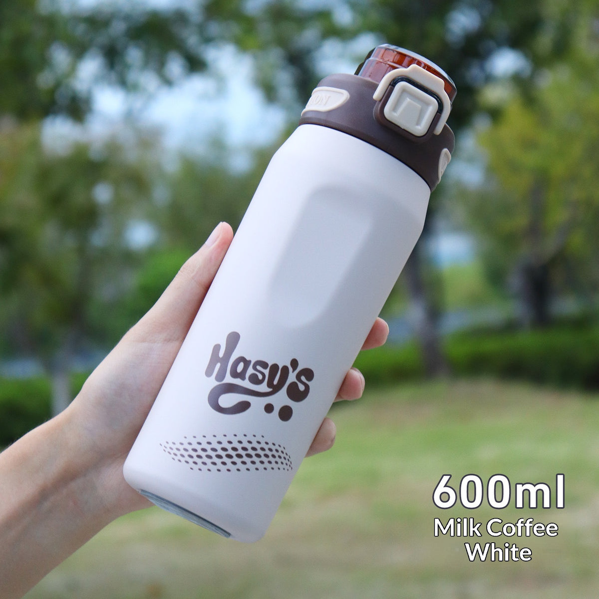 600ml Stainless Steel Outdoor Water Bottle with Carrying Strap - Multiple Colors