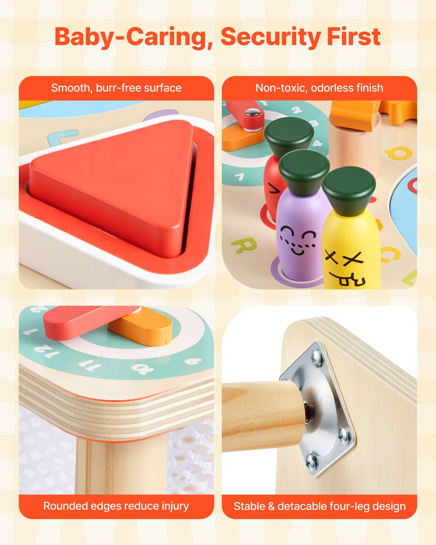 Wooden Montessori Activity Table for Toddlers - 8-in-1 Learning Desk, Baby Play Table for 6+ Months