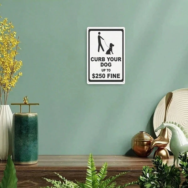 Caution Dog Safety Metal Tin Sign - 8x12 in Wall Decor
