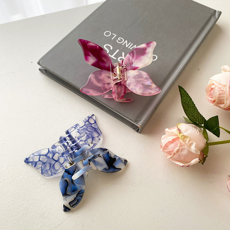 Butterfly Hairpin Girl Clip Back Head Accessory - Fuchsia Dreamy Blue Purple Bubble Blue