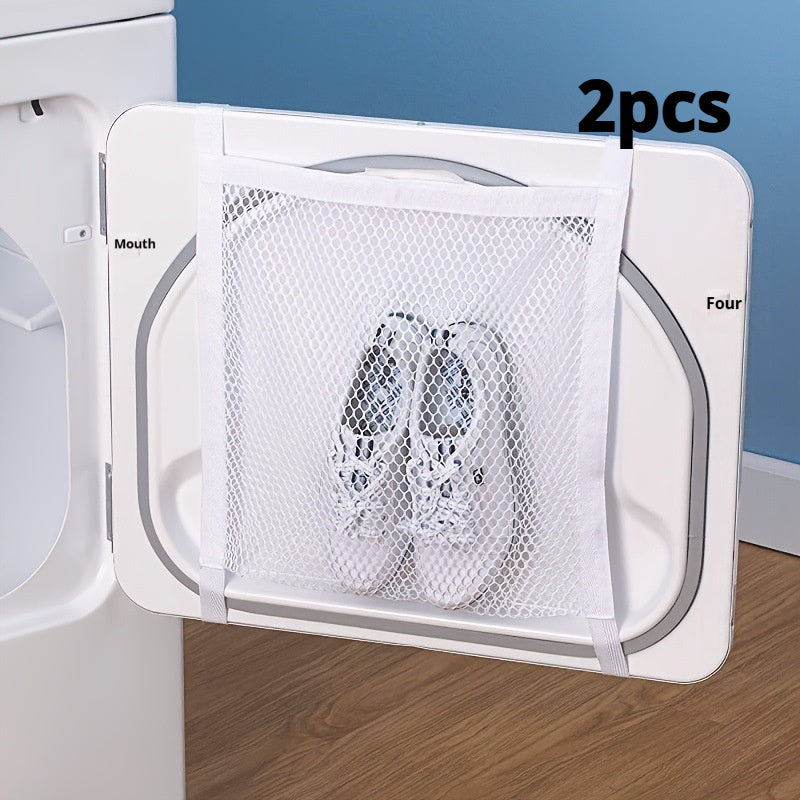 Wall-Mounted Shoe Drying Bag for Laundry and Shoe Storage - White