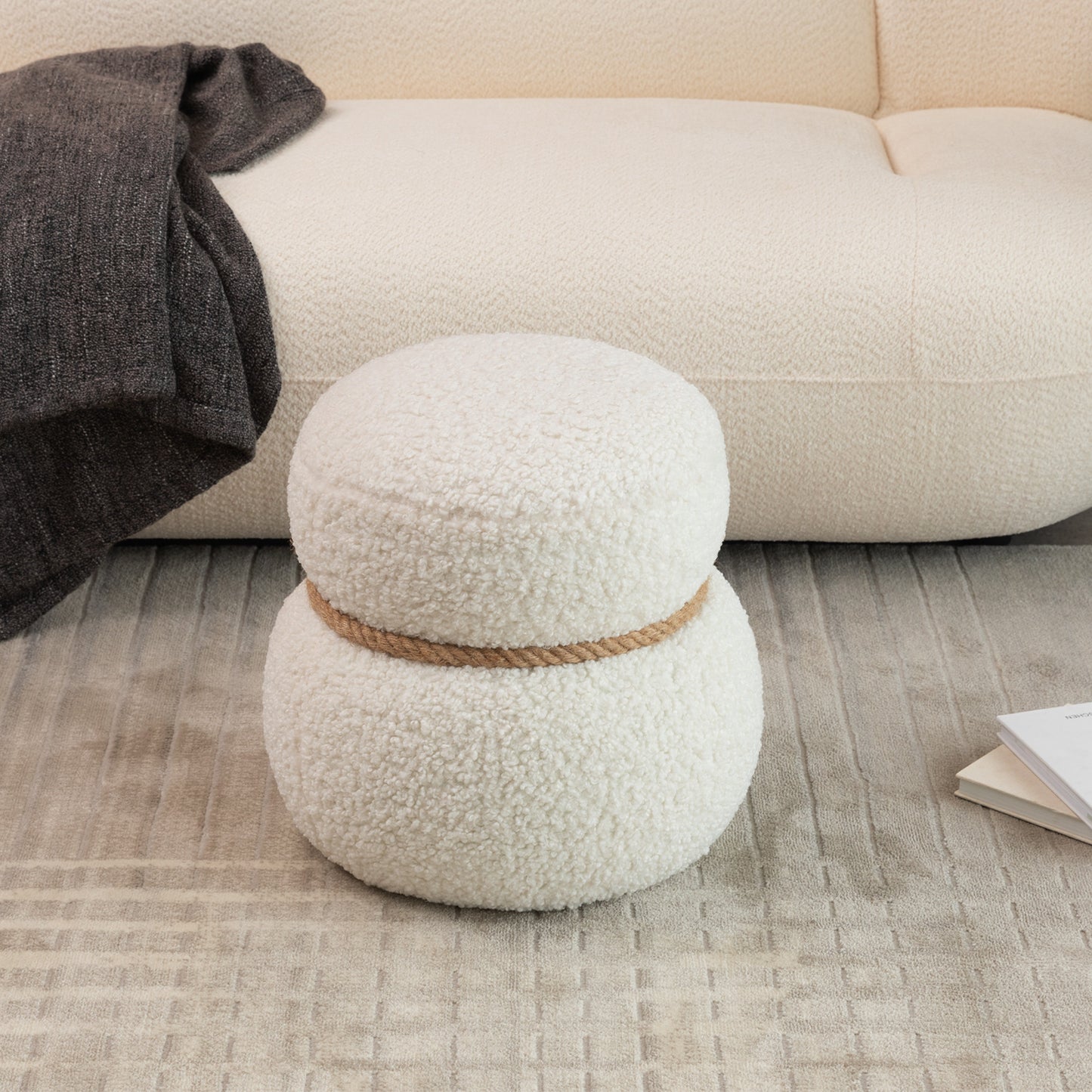 WKJ1Y White Snowman Stool, Greig Plush Cushion, Playful And Cute,