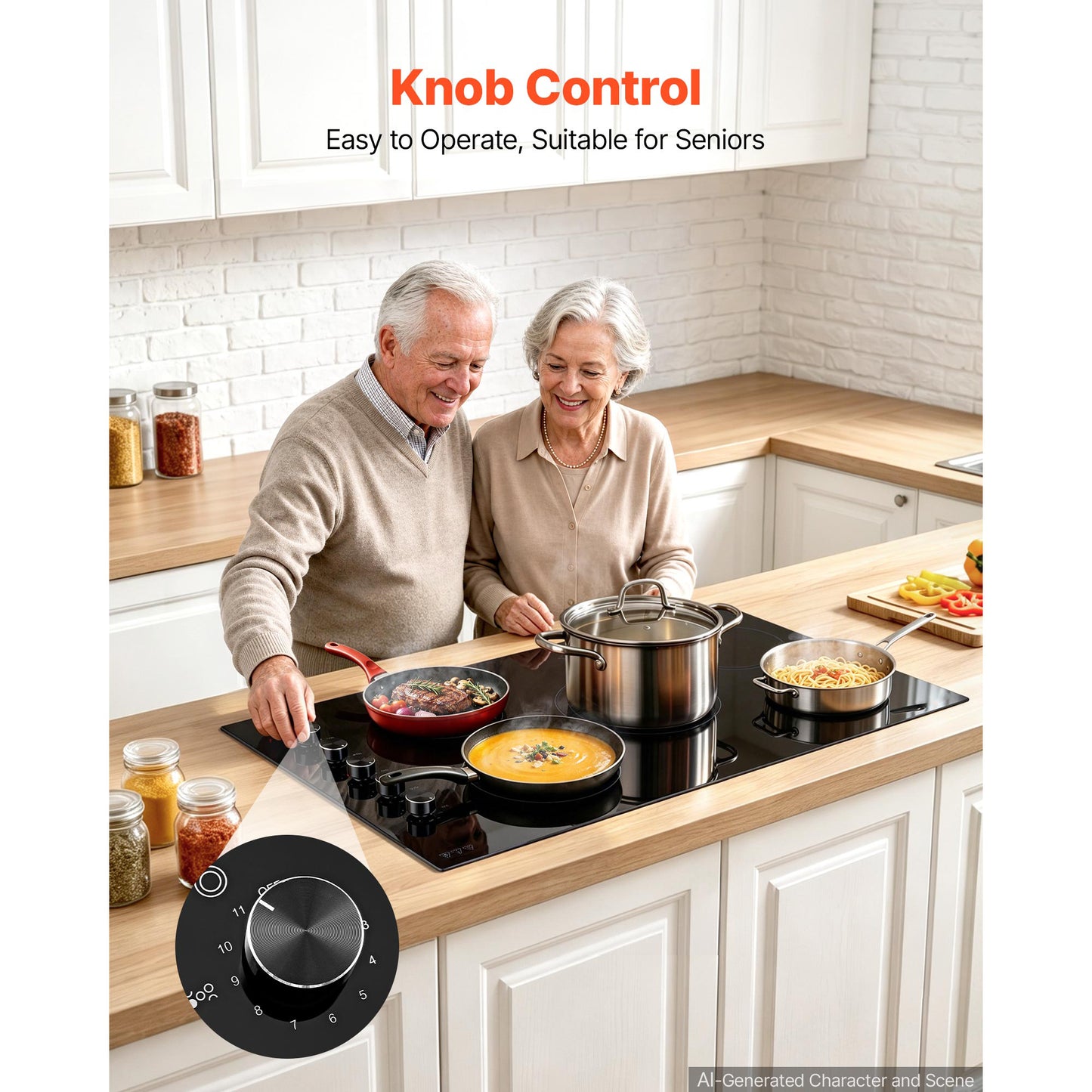36-Inch Electric Cooktop with 5 Burners, 8800W, Touch Control, Timer, Child Lock