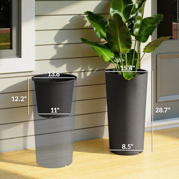 Outdoor Metal Planter Box - Stackable, 2-Piece Set
