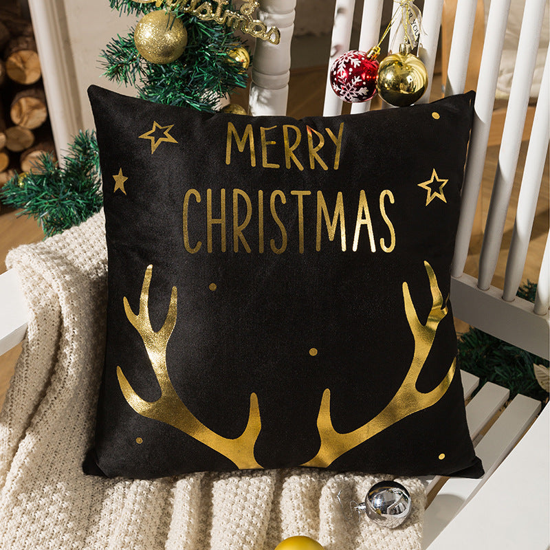 Christmas Pillow Cover Nordic Gilding Letters 45x45cm Holiday Decor