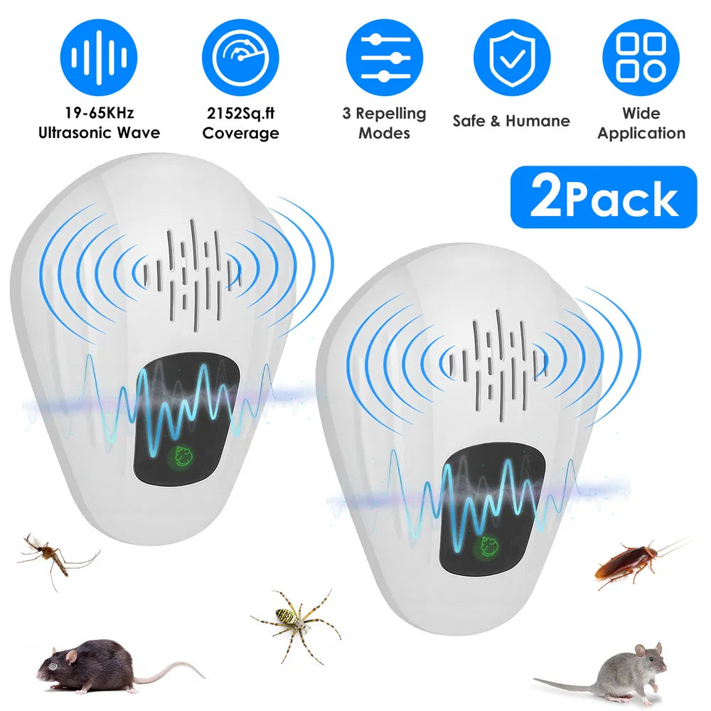 Ultrasonic Pest Control Device - 2 Pack for Indoor Use