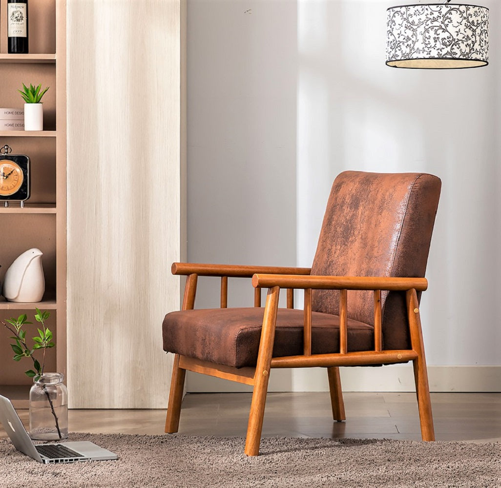 25 Wide Classic Mid-Century Modern Arm Chair, Brown