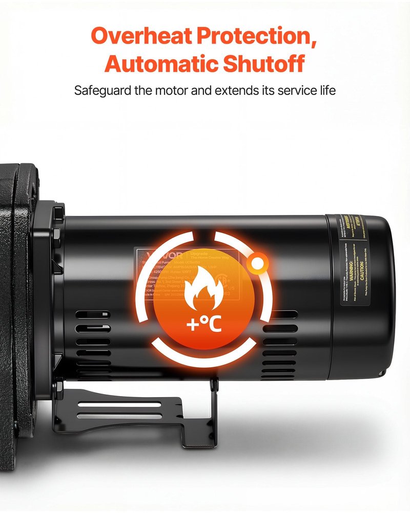 1.5 HP Shallow Well Jet Pump - Dual Voltage 4250 GPH for Garden Irrigation