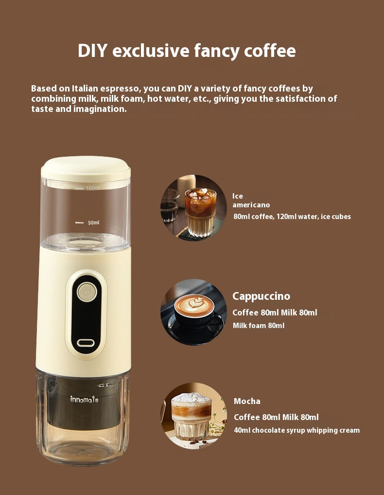 Portable Wireless Coffee Machine - Compact Capsule Espresso Maker for Home & Outdoor Use