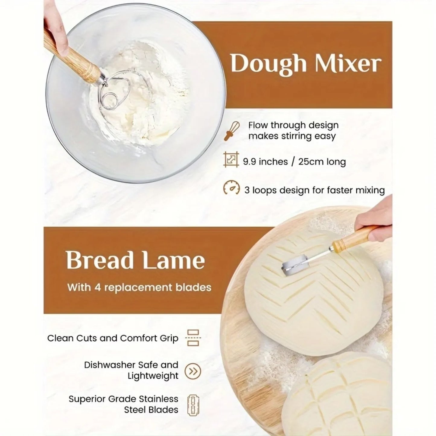 Bread Proofing Basket Set, 9.06 Inch Round 9.84 Oval Bowls, Yogurt