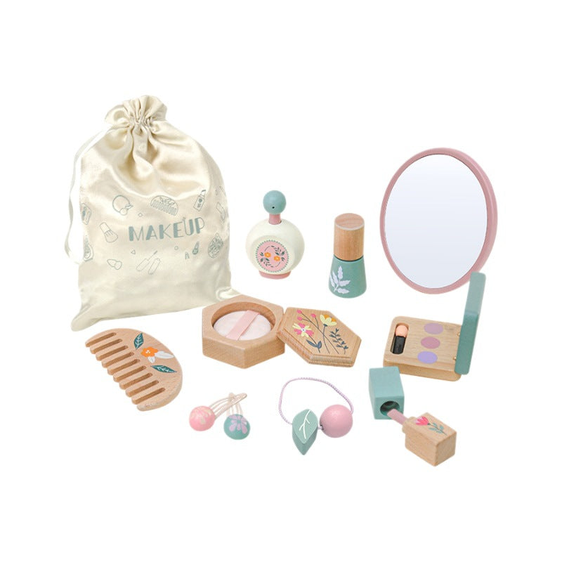 Kids' Playhouse Makeup Toy Set with Green Cosmetic Bag - Pretend Play