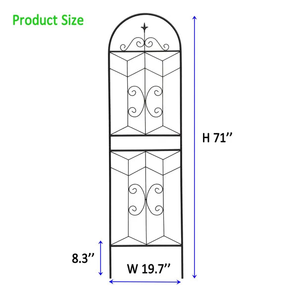 Metal Garden Trellis - 71" x 19.7" Rustproof Support for Climbing Plants - Black