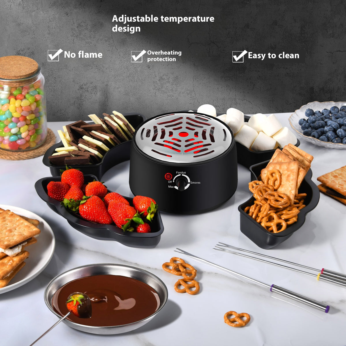Electric Chafing Dish for Chocolate and Cotton Candy Maker - Black