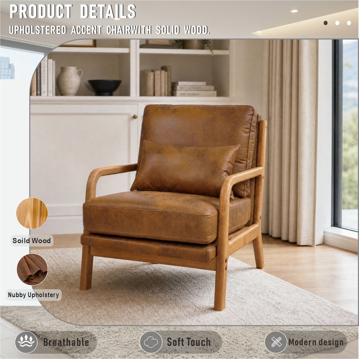Mid-Century Modern Wooden Lounge Chair - Light Brown