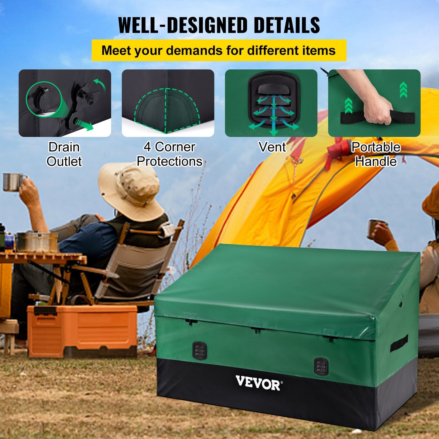 150 Gallon Waterproof Outdoor Storage Box with Galvanized Frame