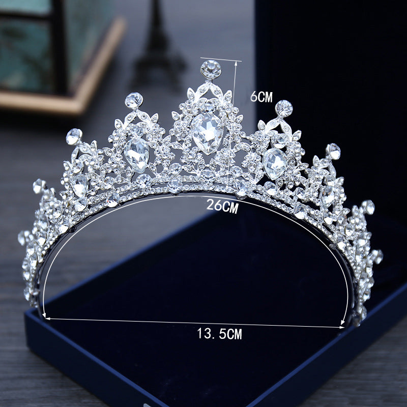 Bridal Crown Necklace Headpiece Set with Rhinestone - Silver