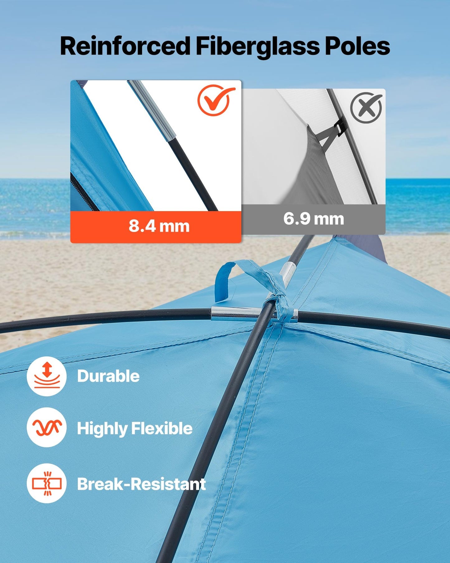 4-Person Beach Tent Sun Shelter with UPF 50+ Protection & Portable Carrying Bag
